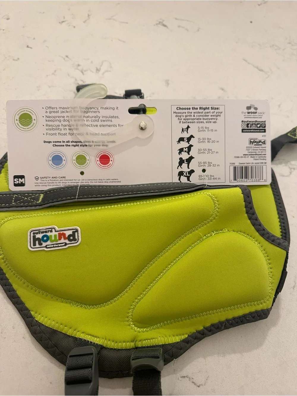 Outward Hound small/medium dog Swim Life Jacket in Lime Green and Gray